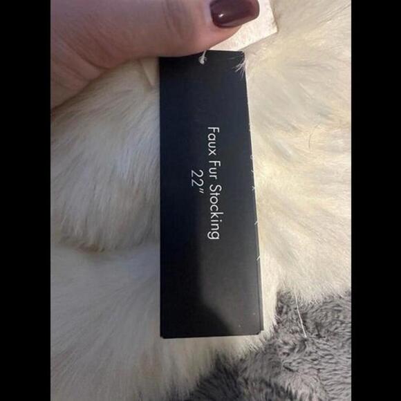 Luxurious Faux Fur Christmas Stocking - 22" in White - Picture 2 of 2